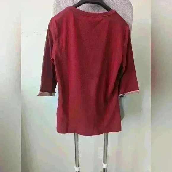Women's Burberry Maroon T-shirt - size small nwt - Picture 5 of 8